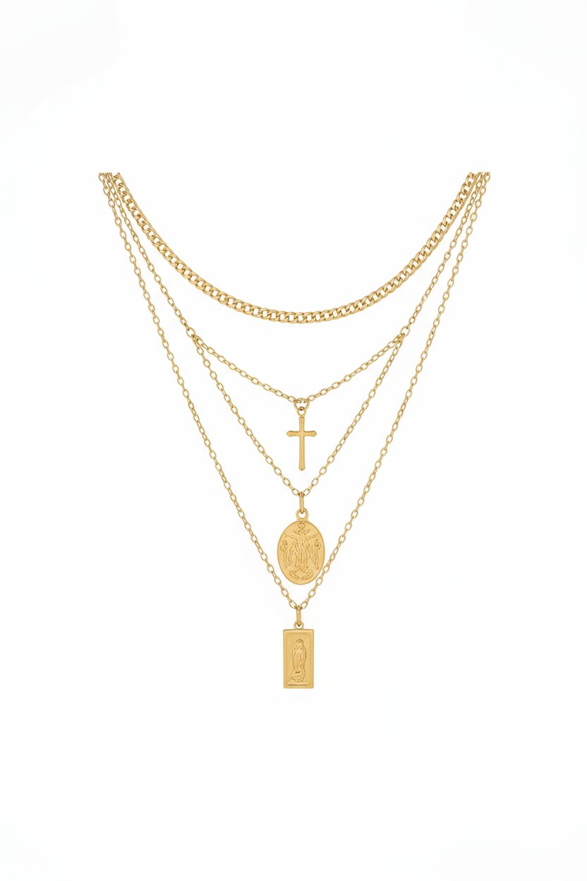 Cross Charm Multilayer Necklace