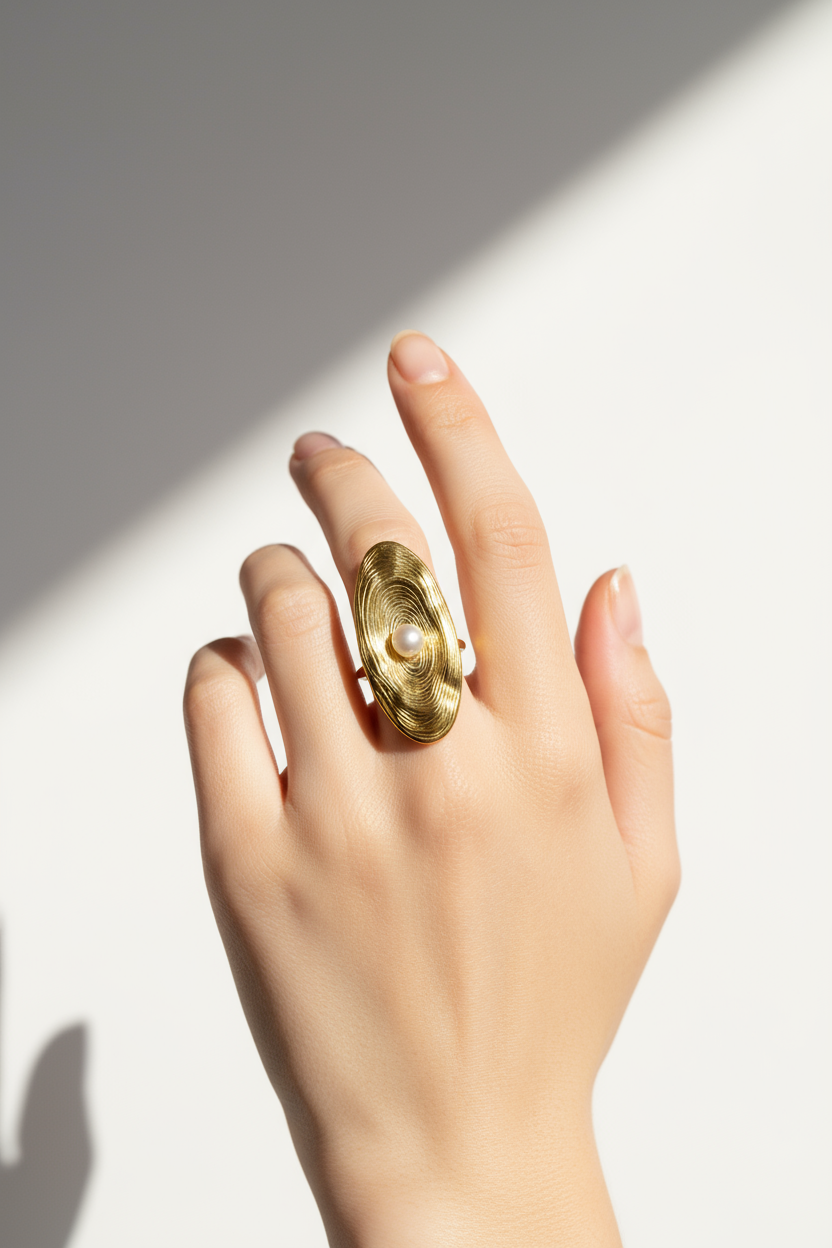 The Pearl Eye Adjustable Ring