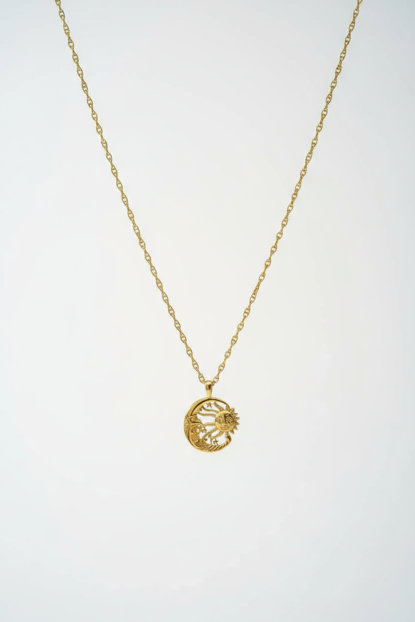 Moon and Sun Celestial Pendant Necklace